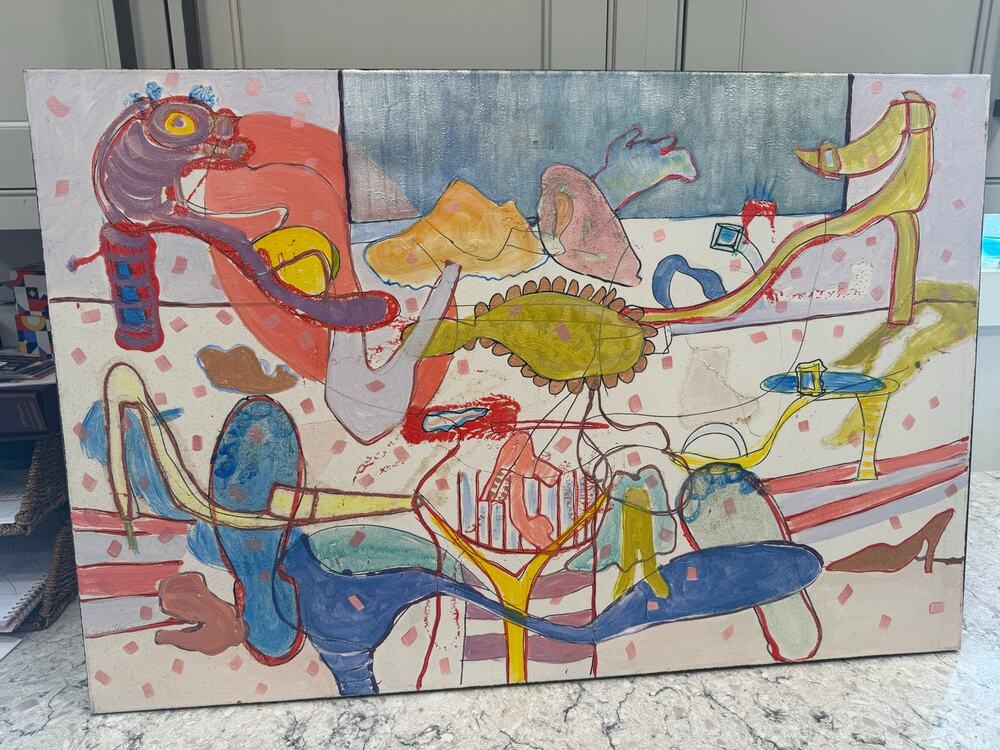 Original Signed Russell Aharonian Abstract Art on Canvas 2002 NH 36x24"